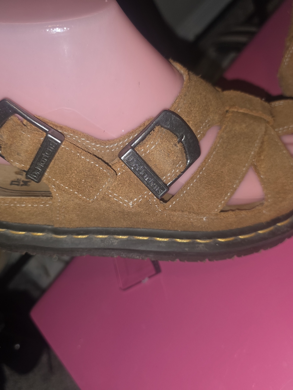 Vintage Dr. Martens Tan Suede Buckle Clog Sandals - Picture 10 of 10
